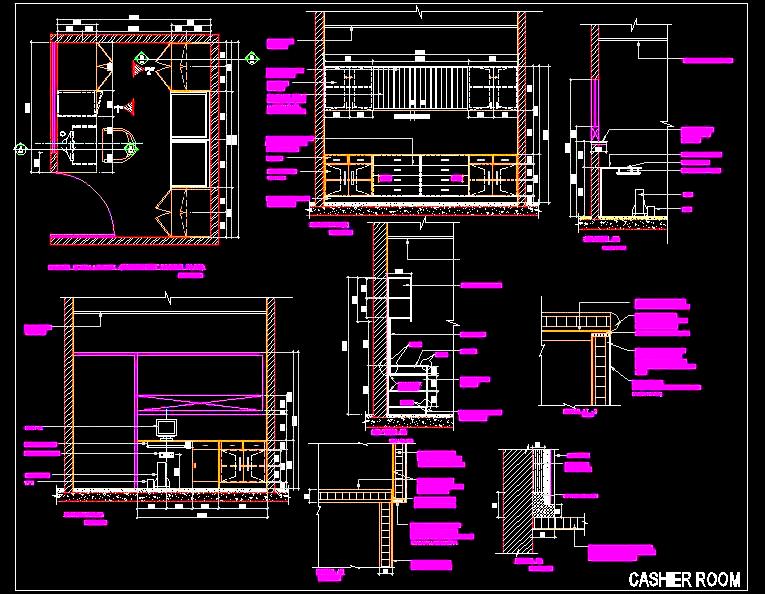 Cashier Room Layout with Furniture Design in AutoCAD